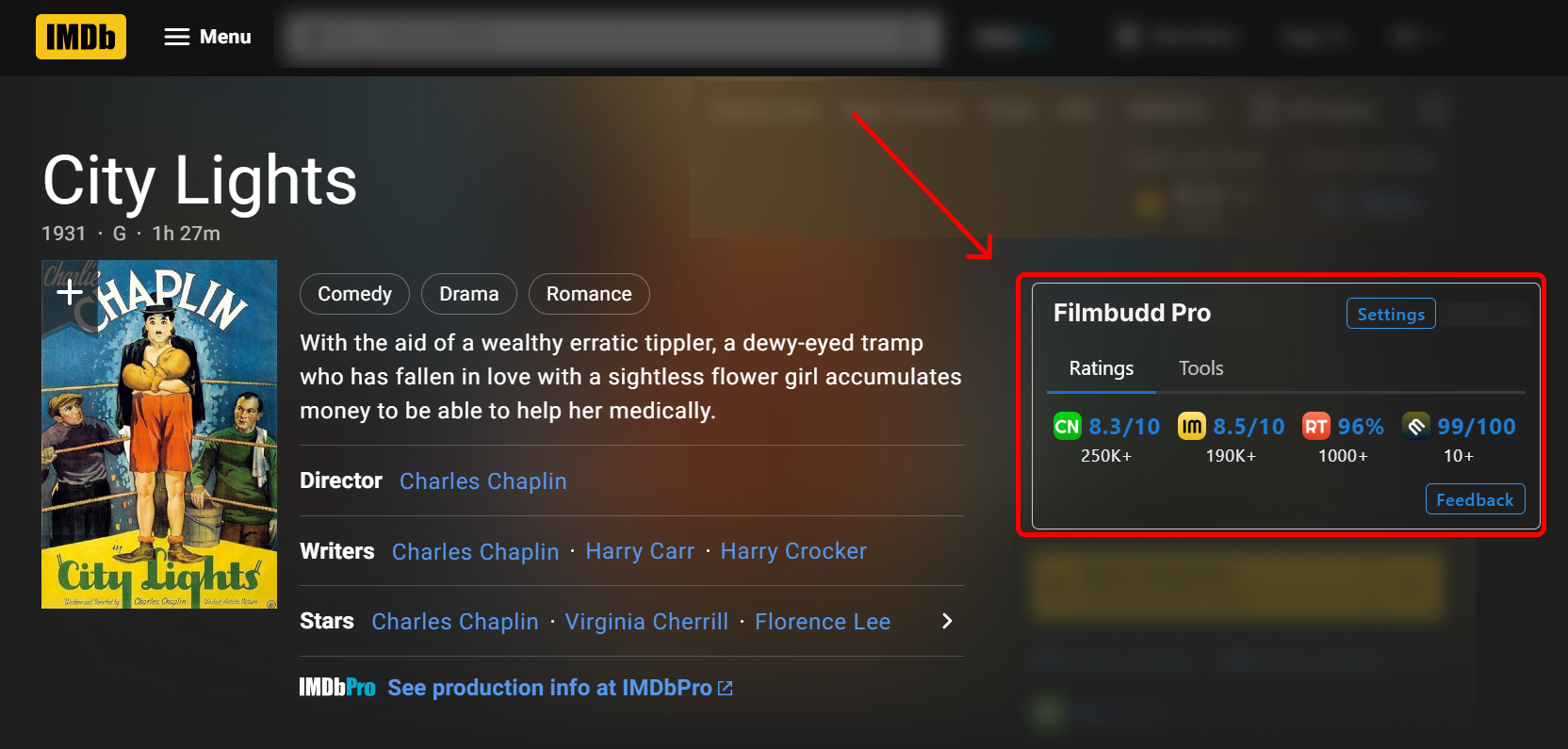 use Filmbudd on IMDb